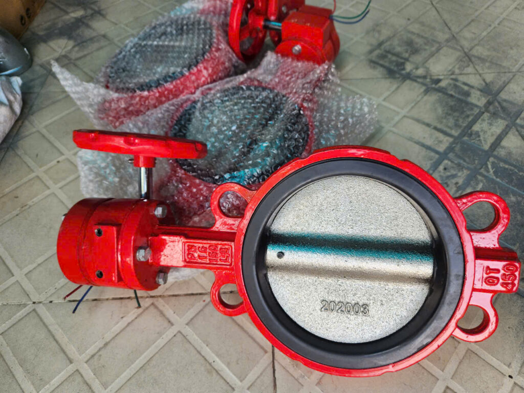 Van bướm tín hiệu điện tay quay DN100 Bảo An Phát 